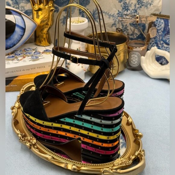🆕 KURT GEIGER LONDON 🧿 NWOB Shoreditch Rainbow Platform Sandal Sz 36 US 6 - Picture 11 of 16